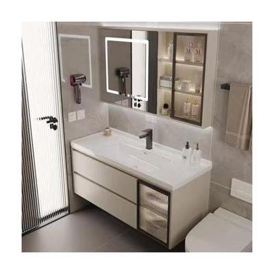 China Armario de baño moderno de madera iluminado con LED con espejo en color y ancho personalizados 38-46 en venta