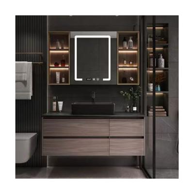 China Customized Color Bathroom Vanities Modern LED Mirror Cabinet and Sink Collection for sale