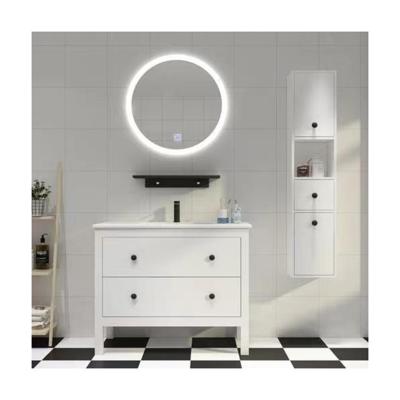 Chine YALIG Counter Wash Bassin personnalisé Armoire blanche en bois Salle de bain Armoires de vanité avec miroir en argent à vendre