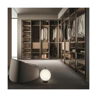 China YALIG Bedroom Furniture Modern Wooden Wardrobe with Glass Door in 2D / 3D for sale