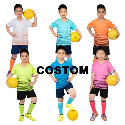 China Custom 2022 2023 Logo Kids Soccer Jersey Wholesale Black Retro Cheapest Soccer Wear Kids Orange Sets Wholesale From Tailandia for sale