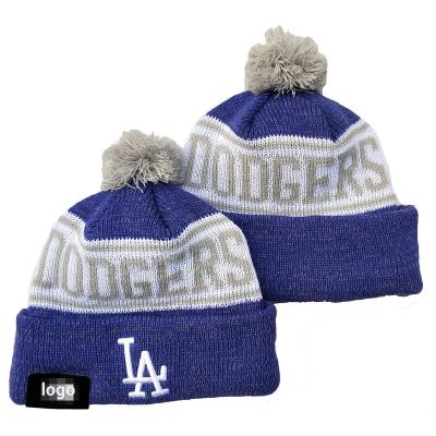 China COMMON Slapped Knit Winter Beanies With Logo Dodger Blue Jay Baseball Beanie Hat High Quality Fashion Jacquard Beanie for sale