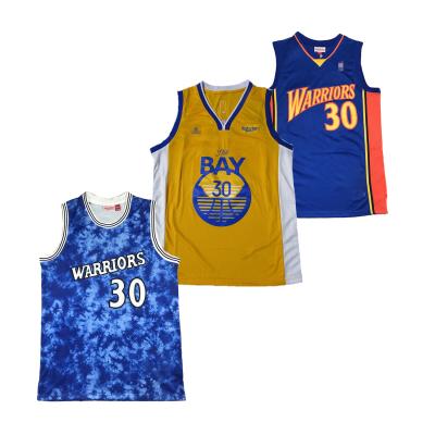 China Breathable Warriors #30 Curry Basketball Uniform Embroidered Mesh Basketball Jersey Men Outdoor Sports Wear for sale