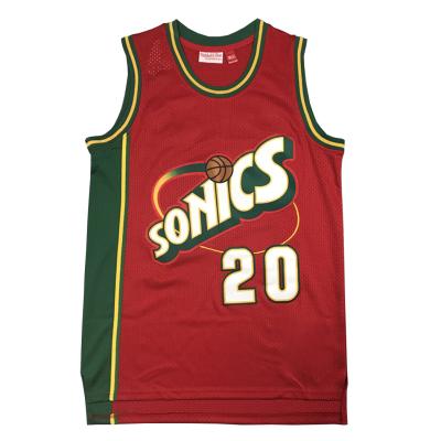 China Breathable Jordan Kobe Jerseys Sports Wear Classic Basketball Mens Sonics #20 Jerseys Embroidered Quilted Jerseys Sports Wear for sale