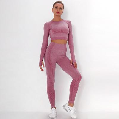 China Seamless Seamless Knitting Yoga Sets High Quality Sports 2021Spandex European And American Style Yoga Leggings for sale