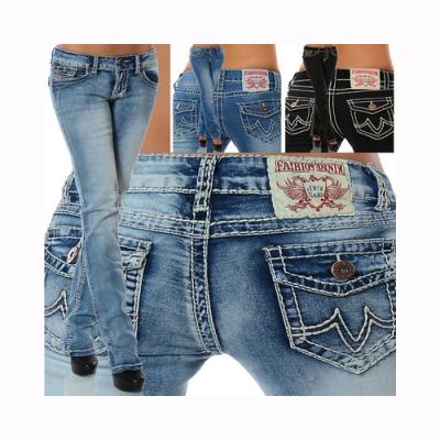 China Color Fade Proof Lady Embroidered Straight Leg Jeans Plus Size Stacked Jeans Women Outdoor Skinny Street Wear for sale