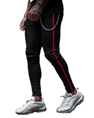 China Color Fade Proof Men Slim Stacked Jeans Embroidered Plus Size Mens Jeans Fitted Street Wear Style Jeans for sale