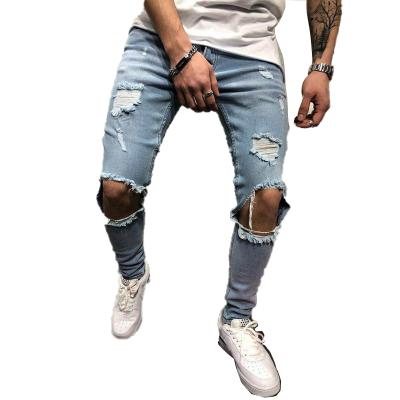 China High Quality Color Fade Proof Mens Ripped Stacked Jeans Vintage Style Slim Skinny Denim Pants Plus Size Mens Jeans for sale