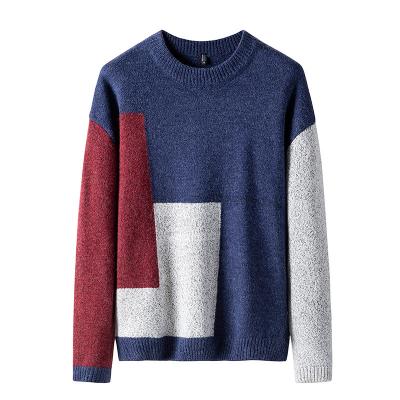 China Autumn Winter Patchwork Casual Knitted Men's Warm Sweaters Clothing Tops Anti-pilling Crewneck Men's Sweaters for sale