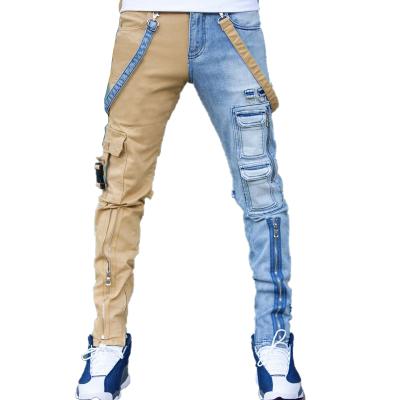 China Breathable Patchwork Ripped Jeans For Men Stacked Skinny Denim Pants Best Quality Hip Hop Style Cargo Jeans for sale