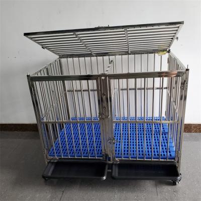 China 2020 New Type Metal Crate Dog Kennel Breathable Stackable And Portable With Double Door 128X74X106=50