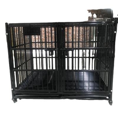 China Breathable Wholesale Black Dog Crate Durable Large Metal Outdoor Folding Dog Cage for sale