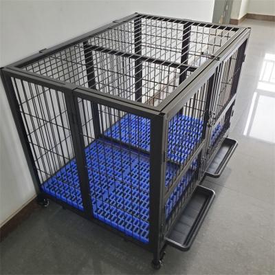 China Factory Wholesale Breathable Metal Dog Kennel Cage Folding Dog Crate 134X74X110=52