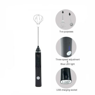 China Food Grade Usb 304 Stainless Steel Egg Milk Frother Viable Rechargeable Electric Adjustable Coffee Tools Foams Maker for sale