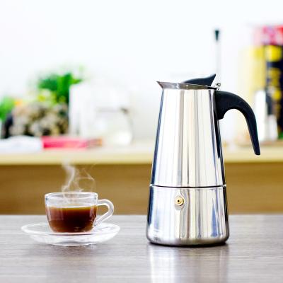 China WITH High Quality Moka Pot Coffee Maker Italian Stovetop Induction Coffee Filter Espresso Stainless Steel for sale