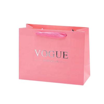 China Custom Printed Recyclable Paper Bags Luxury Boutique Shopping Paper Bag Logo Apparel Gift Bag With Ribbon Rope for sale