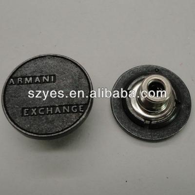 China Sustainable Designer Engrave Private Logo Metal Button Jeans , Jeans Button Manufacturers HJ245-20MM for sale