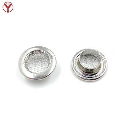 China Outer Size SHINY Nickel Free 15 Mm Round Mesh Eyelet In Barrel Plating Shiny Silver for sale