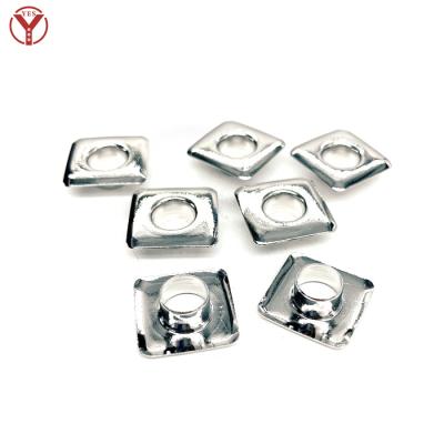 China Nickel Free Size 14*14mm 6.7 Mm Square Outer Outer Eyelet In Shiny Hang Plating Silver Color for sale