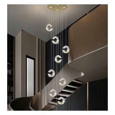 China Modern Crystal Chandelier Modern Decoration Attic Indoor Lighting Chandelier Led Staircase Hotel Lobby Bedroom Home Living Room Pendant Lamp for sale