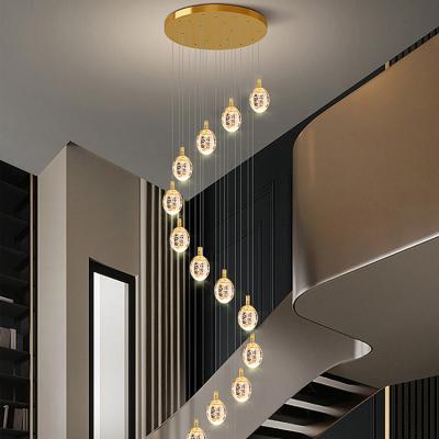 China Modern Decoration LED Dining Room Pendant Lamp Villa Staircase Indoor Lighting Crystal Chandelier Crystal Chandelier Duplex Loft Apartment for sale