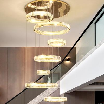 China Modern Decoration Chandelier Duplex Staircase Chandelier Villa Indoor Lighting Luxury Crystal Hotel Residence Lobby Light Luxury Restaurant Pendant Lamp for sale