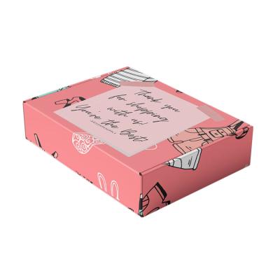 China High Quality Recyclable Hot Sale OEM Logo Both Sides Printing Pink Custom Shipping Ad Corrugated Packaging Box for sale