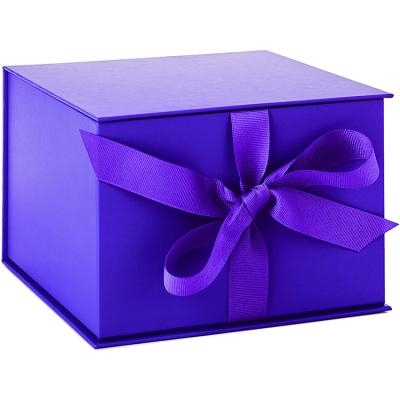 China Recyclable Custom Colored Luxury Purple Color Large Box Hair Extensions Magnetic Packaging Paper Gift Boxes With Magnetic Lid for sale