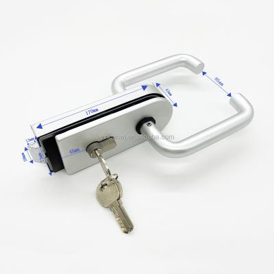 China Durable High Security Factory Supply Aluminum Swing Curved Glass Door Lock With Handle for sale