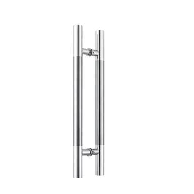 China Easy Installation Polished And Satin Mixed 304 Stainless Steel Long Tempered Glass Door Handles for sale