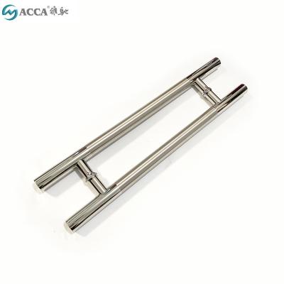 China Satin Finish Easy Mirror Door Handle Pull Stainless Steel Long Installation Size H Shaped Sliding Glass Door Handles for sale