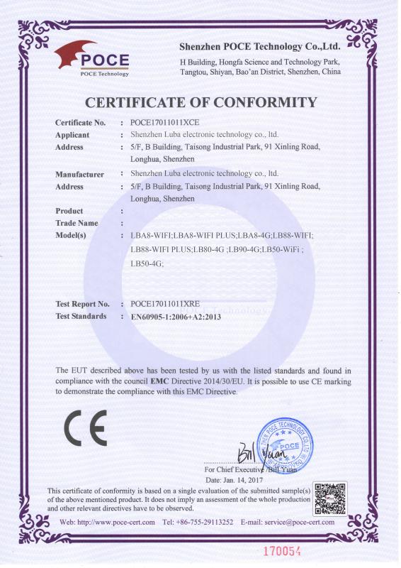 CE - Shenzhen Luba Electronic Technology Co., Ltd.