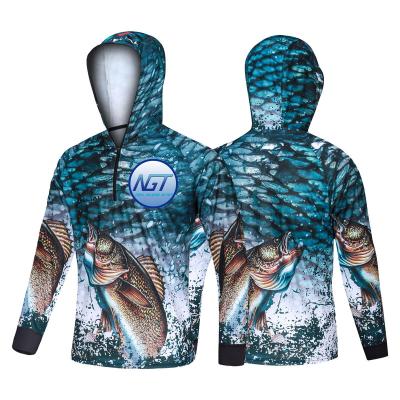 China High Quality Custom Antibacterial Mens Tank Top Fishing Use 80% UPF Polyester Long Sleeve Fishing Shirt With Hood for sale