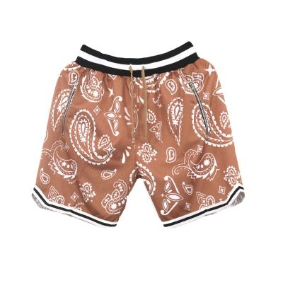 China Retro Lifestyle High Quality Breathable Embroidered Floral Pattern Mesh Men Basketball Shorts for sale