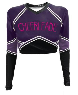 China 4 way stretch 90% polyester spandex 2017 pink 10% front left leg v-notch and trim skirts cheerleading clothing, youth dye sublimation cheerleading uniforms for sale