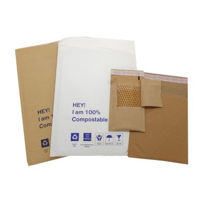 China 100% Biodegradable Custom Biodegradable Kraft Paper Mailing Bags Brown Compostable Mailer Padded Mailing Envelopes for sale