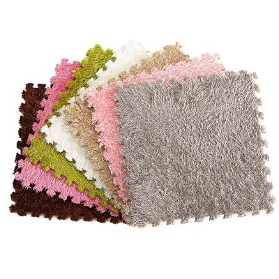 China Modern Children's Plush Puzzle Mathigh Suede Mat Pavimento Eva Incastro Karpet Crystal Velvet Soft Mats For Kids for sale