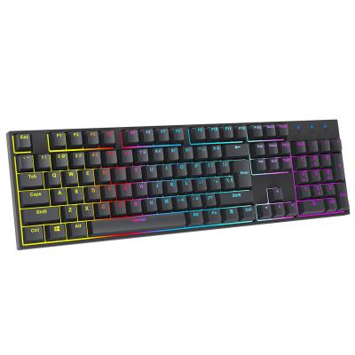 China Custom Metal+ABS Logo Gaming Keyboard RGB 104 Keys Computer Game Wired Light Led Gamer Mechanical Keyboard for sale