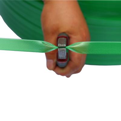 China Machine Packing High Tensile Strength Green Clear Plastic Steel Packing Belt Tying Tape PET Strap for sale