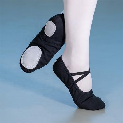 China Lightweight Factory Wholesale Cheapest Stocking Womens Ballet Flats Adult Canvas Dance Shoes for sale