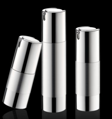 China Personal Care Aluminum Airless Bottle 15ML 30ML 50ML 100ML Silver Round Airless Bottle 30ml Pump Bottle for sale