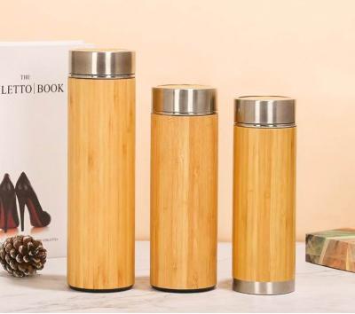 China PORTABLE Bamboo Water Bottle Stainless Steel Shell Natural Feeling for sale