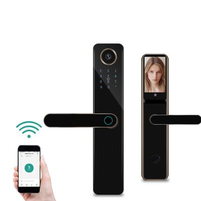 China Tuya WiFi Password Home Timber Door Lock Smart Fingerprint RFID Card Doorbell Lock Hotel Apartment Camera Screen Lock FS-898PHTY for sale