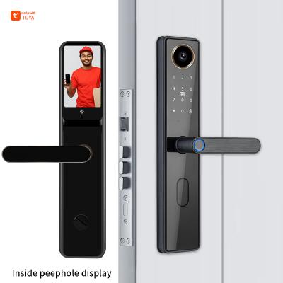 China Intelligent Tuya Doorbell Lock Fingerprint Personal Identification Number Magnetic RFID Keyless Peephole OEM Cheap Price Lock FS-898PHTY for sale