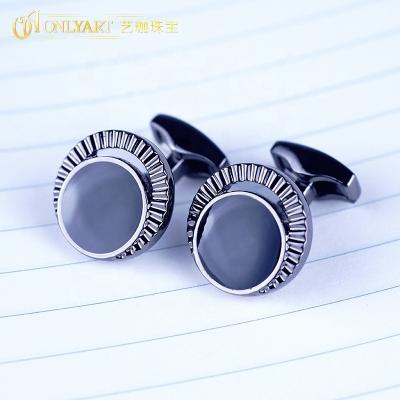 China NEW fashion silver wholesale men's cufflinks black 3d accessories cufflinks for men's making for sale