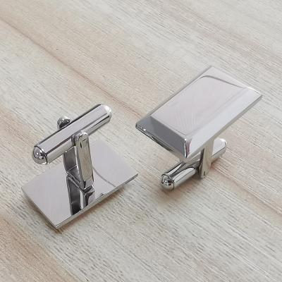 China Stainless Steel Men's Business Jewelry Rectangle Blank Steel Cufflinks Engraved LOGO Wedding Personzied Gift for sale