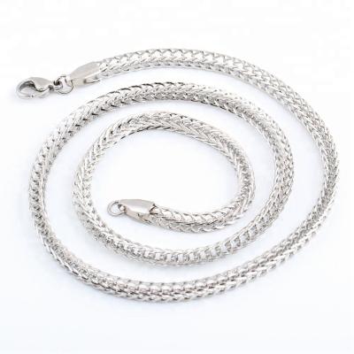 China Factory Price Silver Chain CLASSIC Shiny Polish Rhodium Plated Fox Tail Chain Necklace For Men for sale