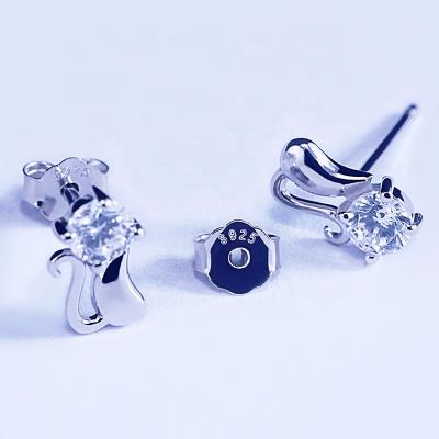 China Small cute pet stone earring 925 jewelry sterling silver animal studs zircon s925 earring fashion cat earrings for women for sale