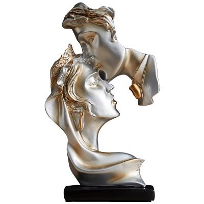 China Europe Resin Opens Resin Abstract Statue Kiss Lovers Art Wedding Decorations For Home Home Decors ZY-336 for sale