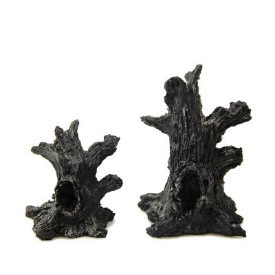 China Stocked Accept Custom Living Room Tree Hole Aquarium Home Decor Opens Resin Fish Tank Decorations JE-035 for sale